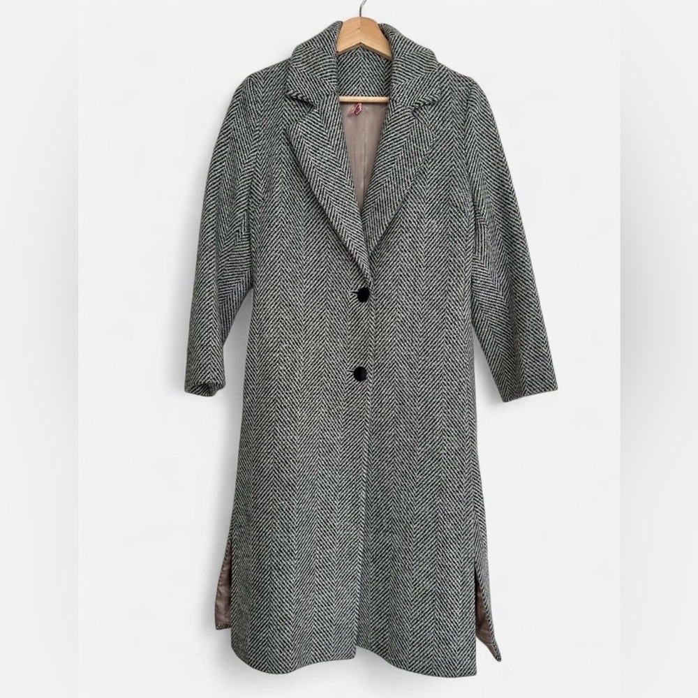 Wool Gray Herringbone Women's Coat
